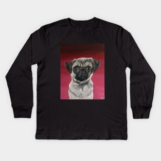 Pug Puppy Portrait Kids Long Sleeve T-Shirt